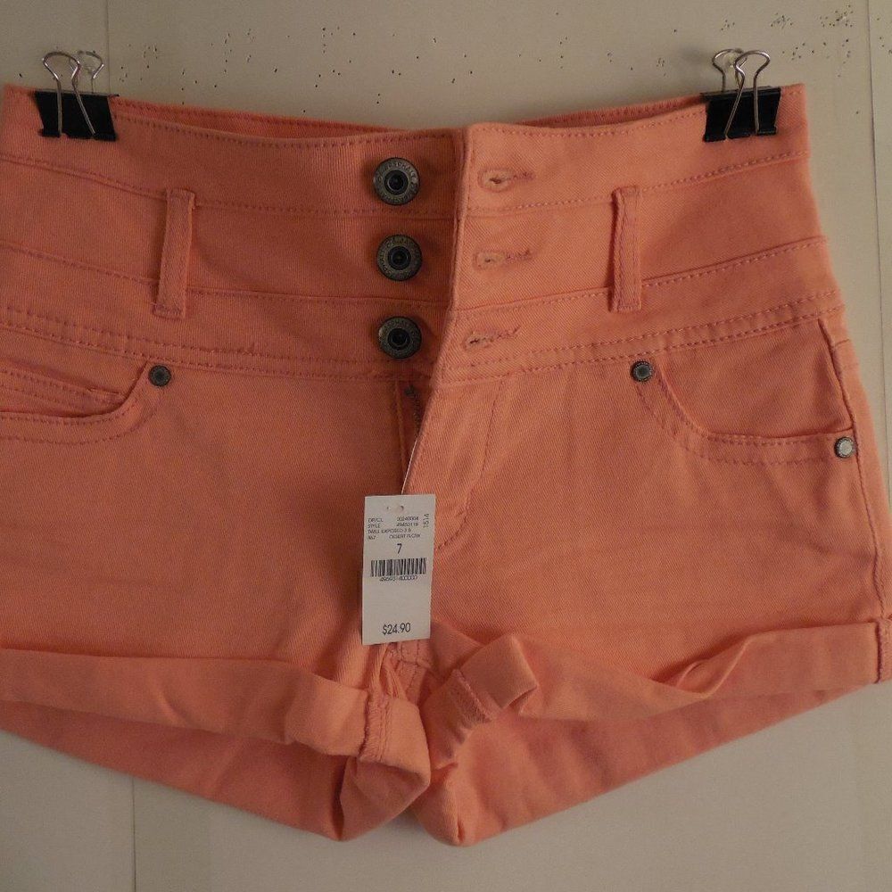 B28...Wet Seal Blue Asphalt Peach Color Shorts Size 7